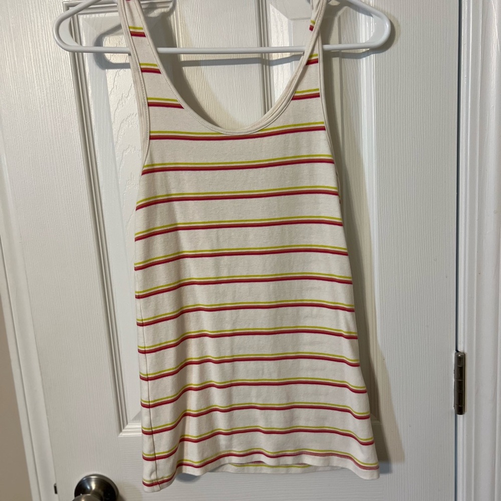a new day Striped Tank Top - Cream and Red